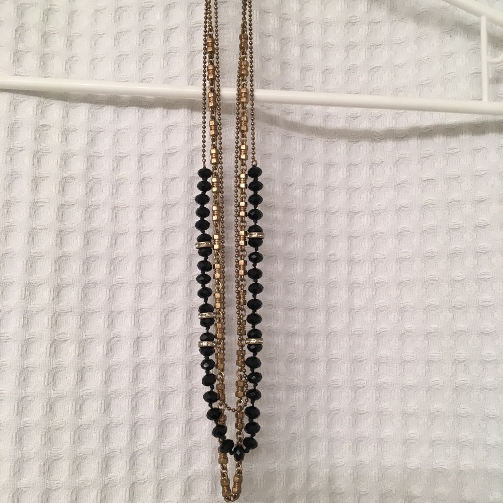 Jcrew triple layer black and gold necklace